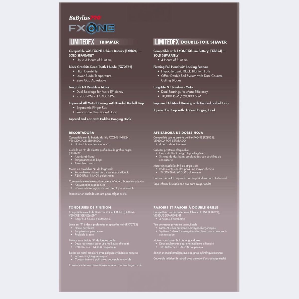 Juego de afeitadora de hoja y recortadora BaBylissPRO® FXONE, colección de edición limitada Nightfall (solo las herramientas)