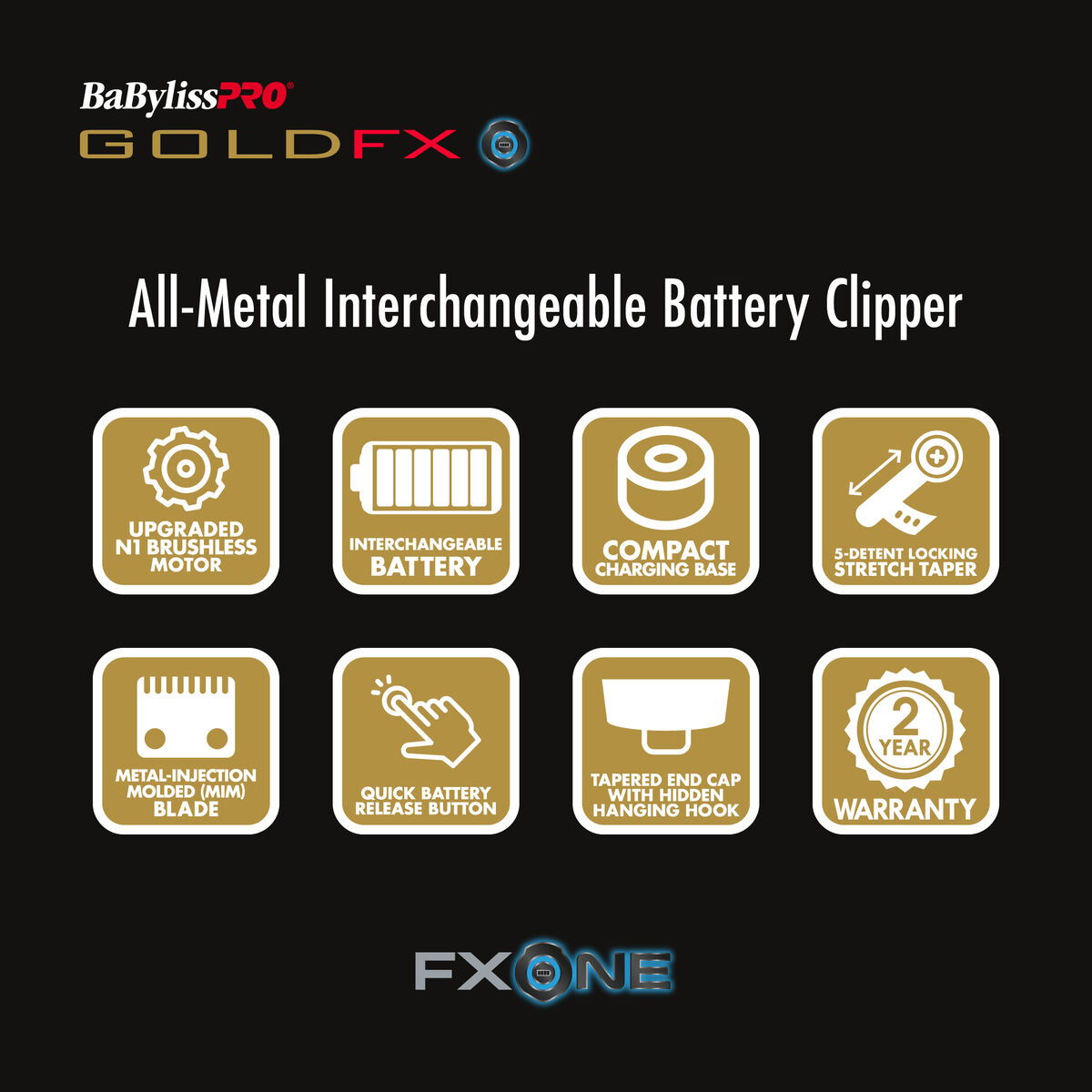 BaBylissPRO&reg; FXONE&trade; GOLDFX Clipper