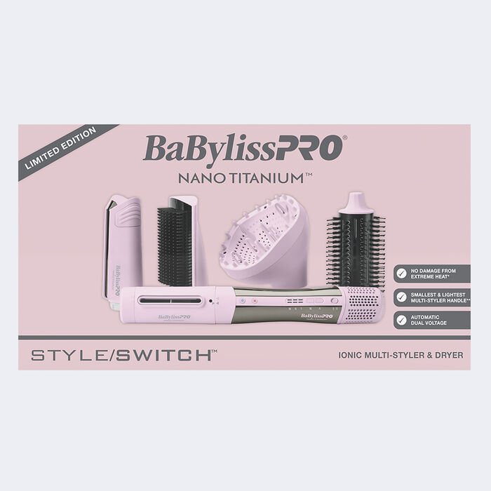 Multiestilizador & Secador iónico Style/Switch BaBylissPRO® Nano Titanium™, edición limitada (rosa)