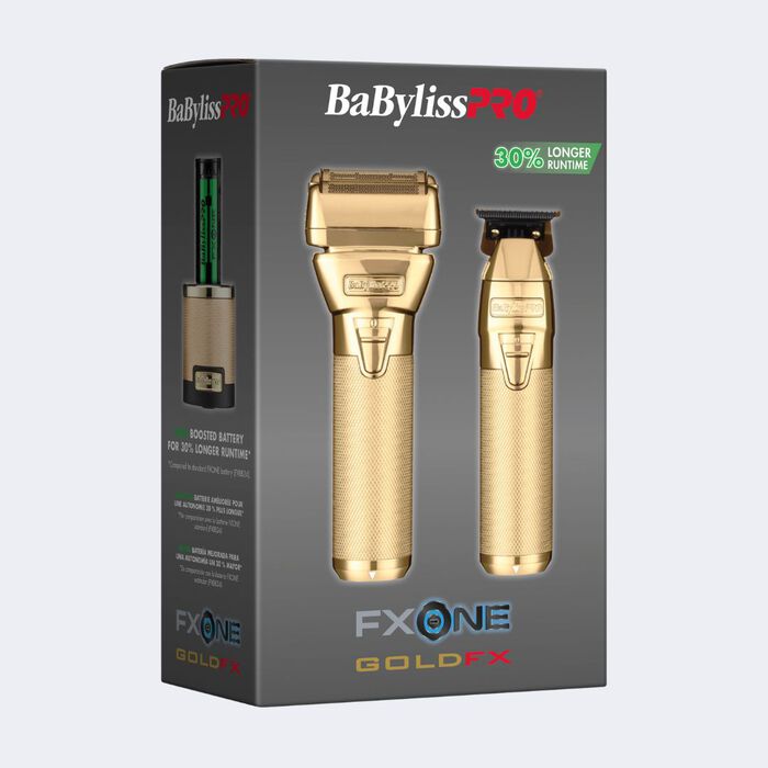 Juego de recortadora y afeitadora totalmente metálica BaBylissPRO® FXONE GoldFX - Edición limitada