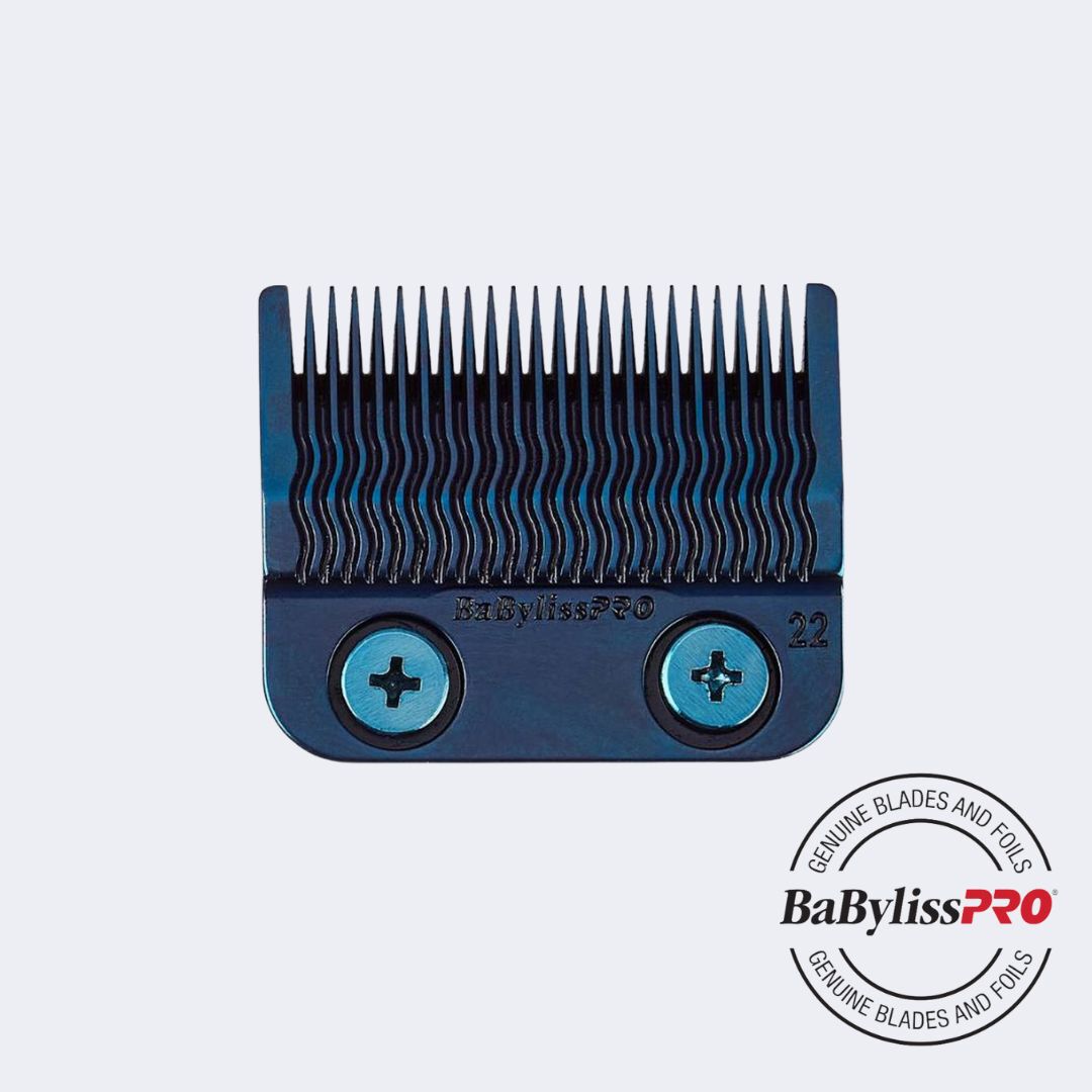 Cuchilla de precision para cortes Fade moldeada por inyeccion MIM en titanio azul BaBylissPRO