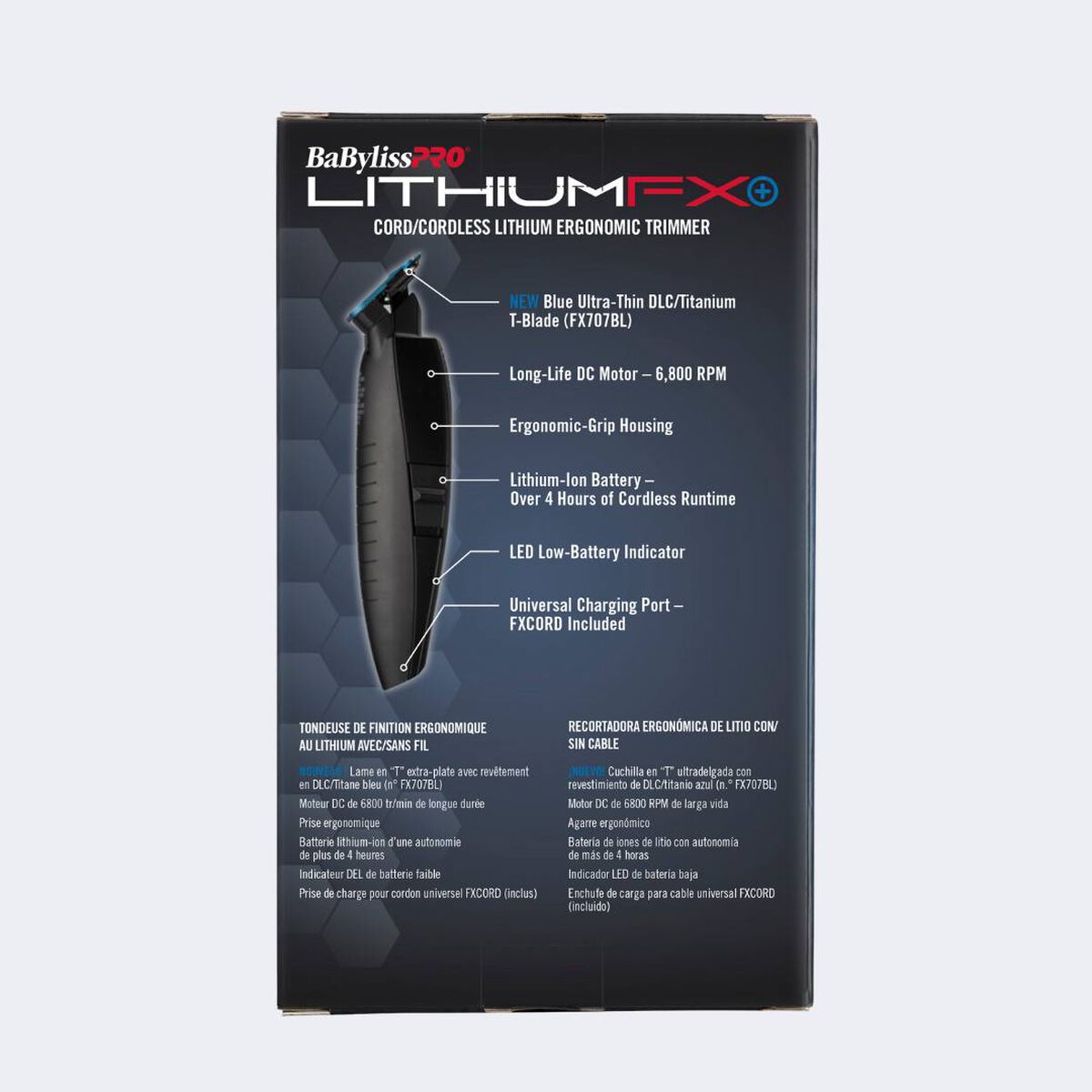 Recortadora ergonómica de litio BaBylissPRO® con/sin cable LithiumFX+, en negro mate