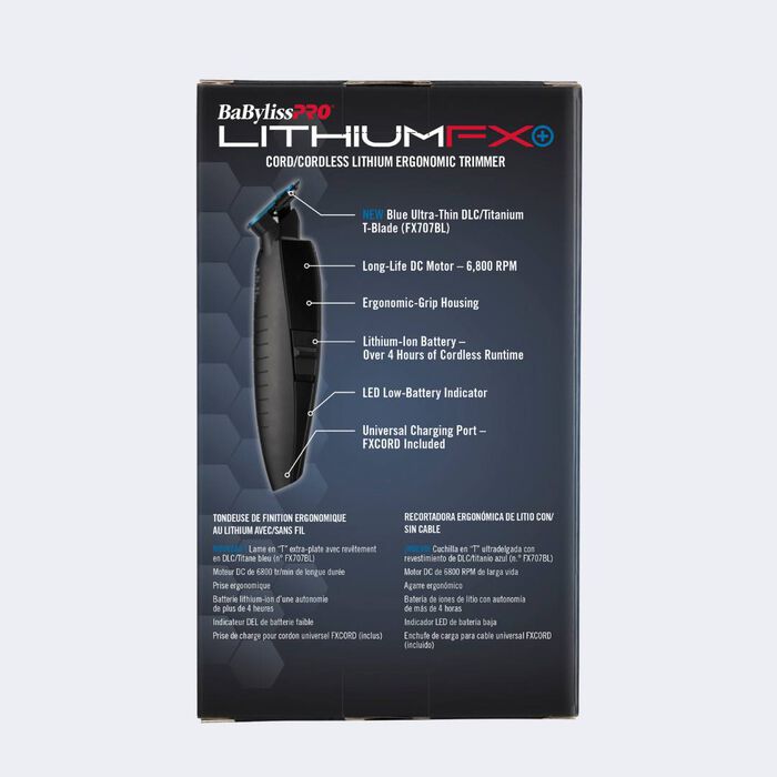 BaBylissPRO® LithiumFX+ Matte Black Cord/Cordless Lithium Ergonomic Trimmer