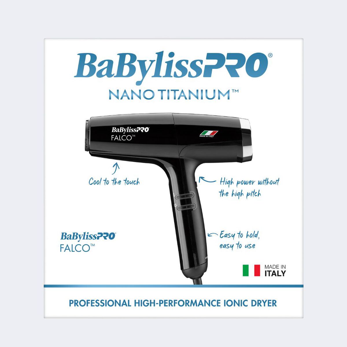 BaBylissPRO&reg; Nano Titanium&trade; Professional Italian High-Speed Falco Dryer (Black)