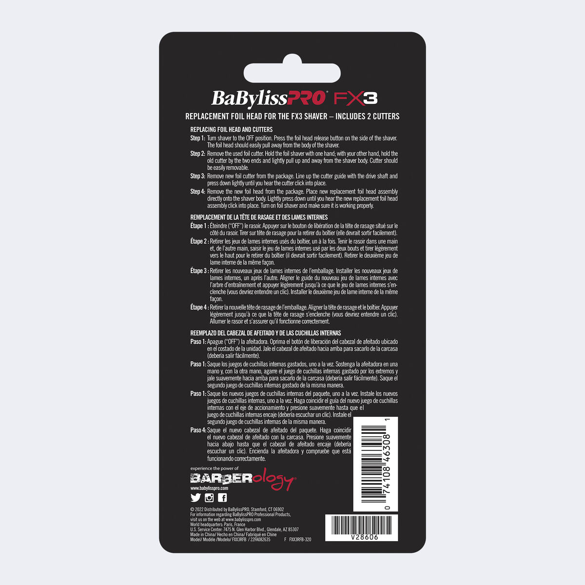 BaBylissPRO&reg; FX3 Professional High Speed Foil Shaver Replacement Foil & Cutter