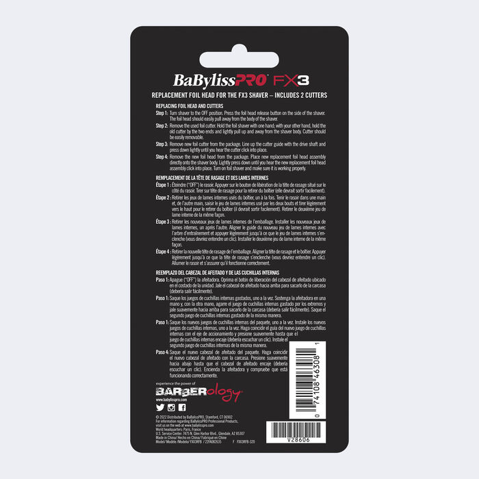 BaBylissPRO® FX3 Professional High Speed Foil Shaver Replacement Foil & Cutter, , hi-res image number 2