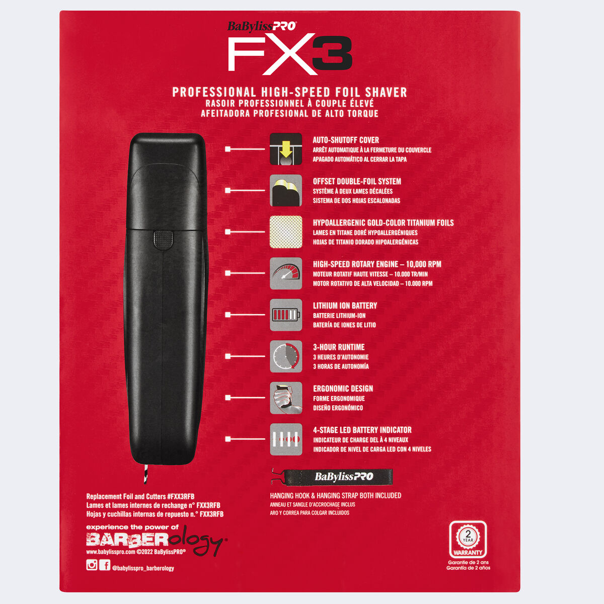 Afeitadora de doble hoja profesional de alta velocidad FX3 de BaBylissPRO®
