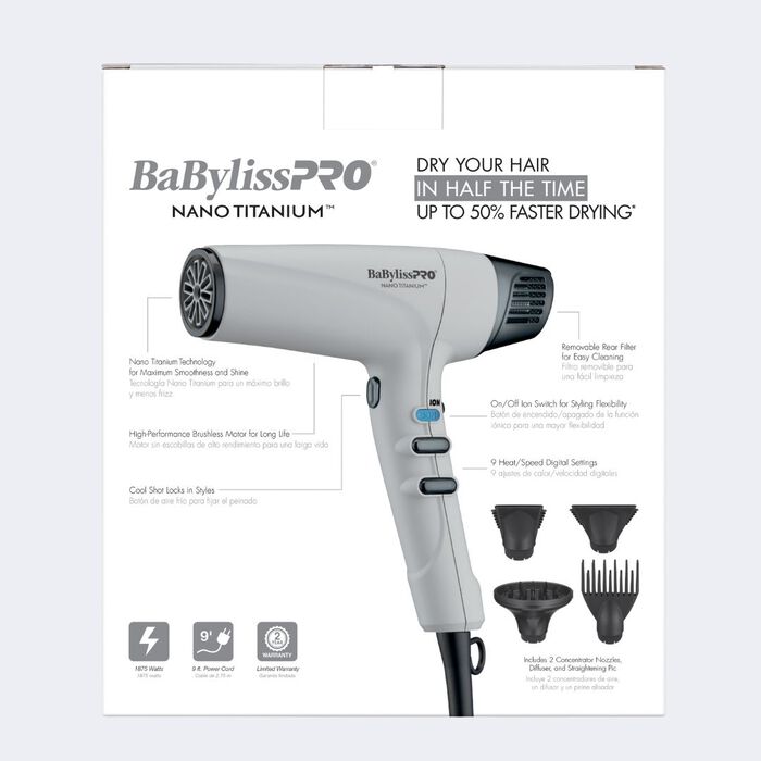 BaBylissPRO® Limited Edition Nano Titanium Grey Collection High Speed Dual-Ionic Dryer