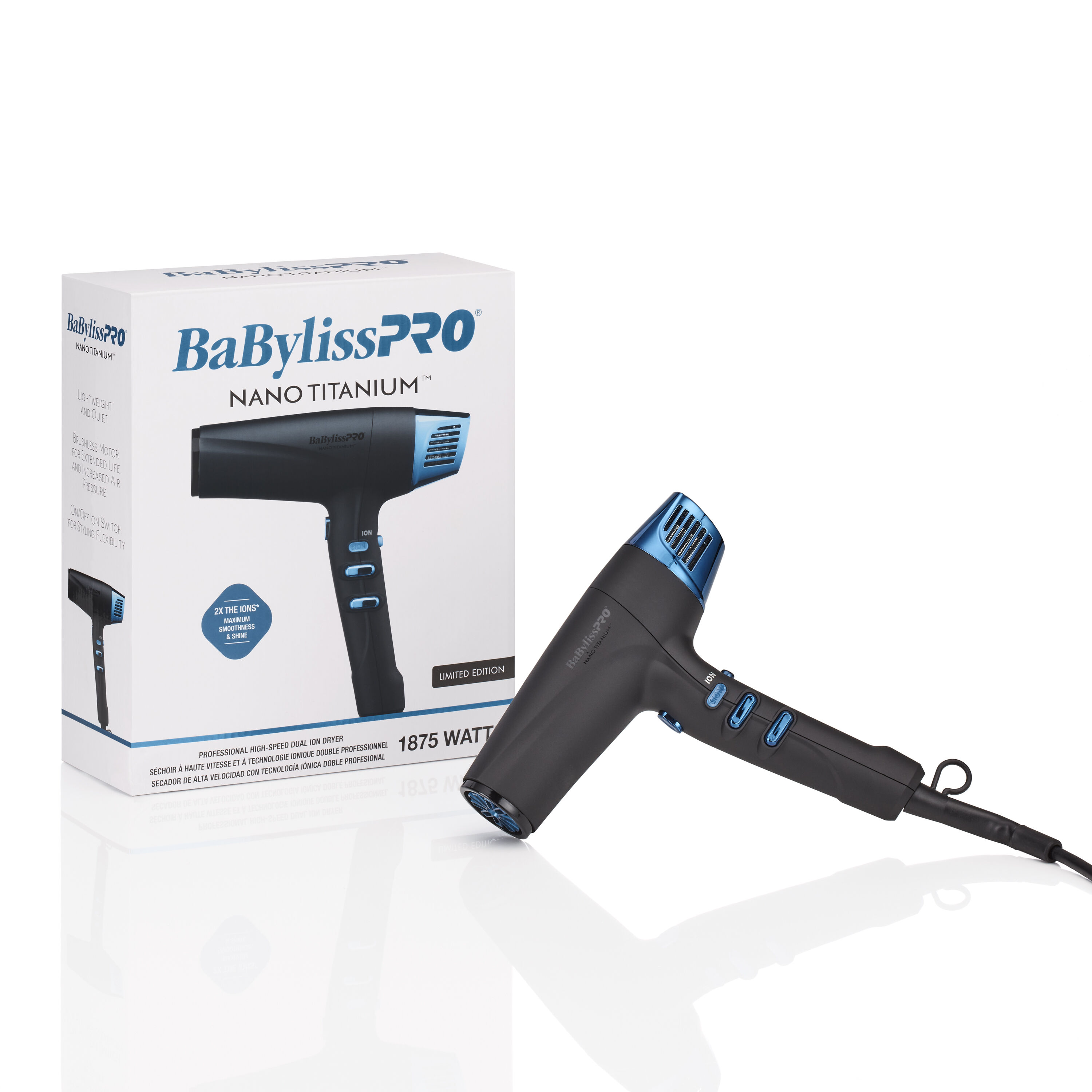 Nano Titanium Dual Ionic Hair Dryer Black Blue BaBylissPRO