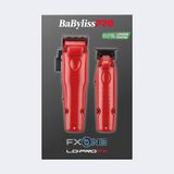 Juego de cortadora y recortadora FXONE™ Lo-ProFX de BaBylissPRO® con batería mejorada, en rojo mate (edición limitada)