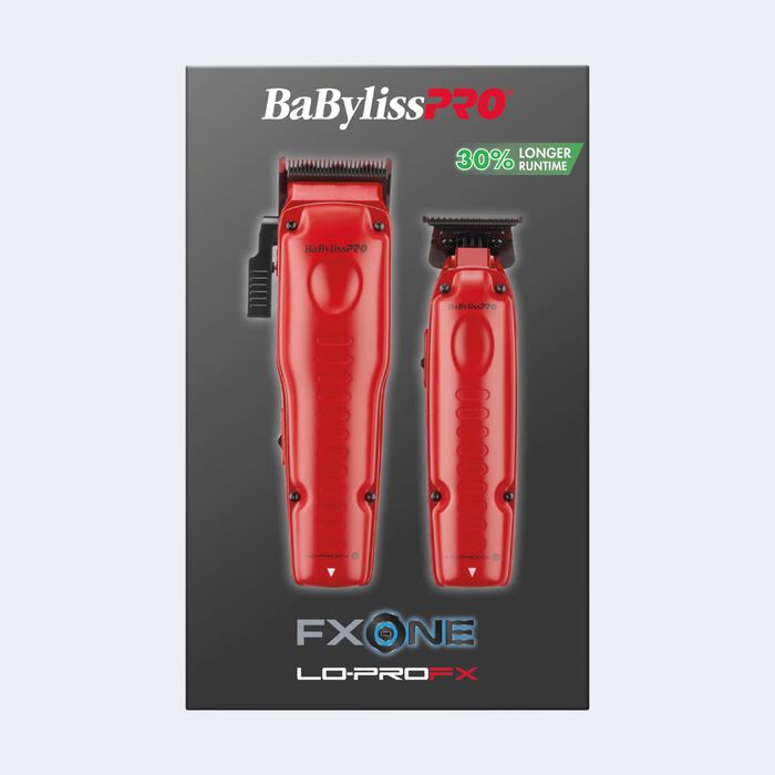 Juego de regalo de cortadora y recortadora FXONE™ Lo-ProFX de BaBylissPRO® con batería mejorada, edición limitada, rojo mate