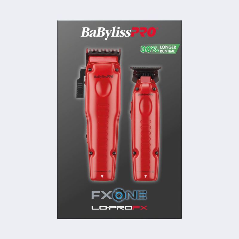 Juego de cortadora y recortadora FXONE™ Lo-ProFX de BaBylissPRO® con batería mejorada, en rojo mate (edición limitada)