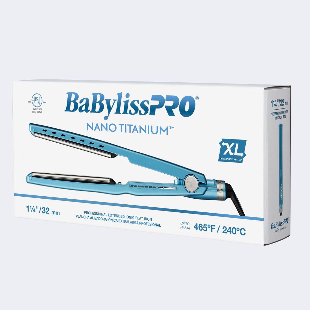 Plancha alisadora iónica profesional extralarga de 1-1/4 in BaBylissPRO® Nano Titanium™