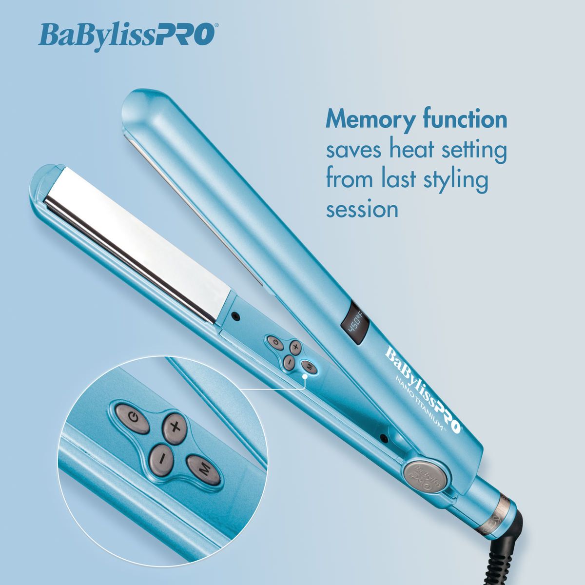 BaBylissPRO&reg; Nano Titanium&trade; 1" Digital Straightener