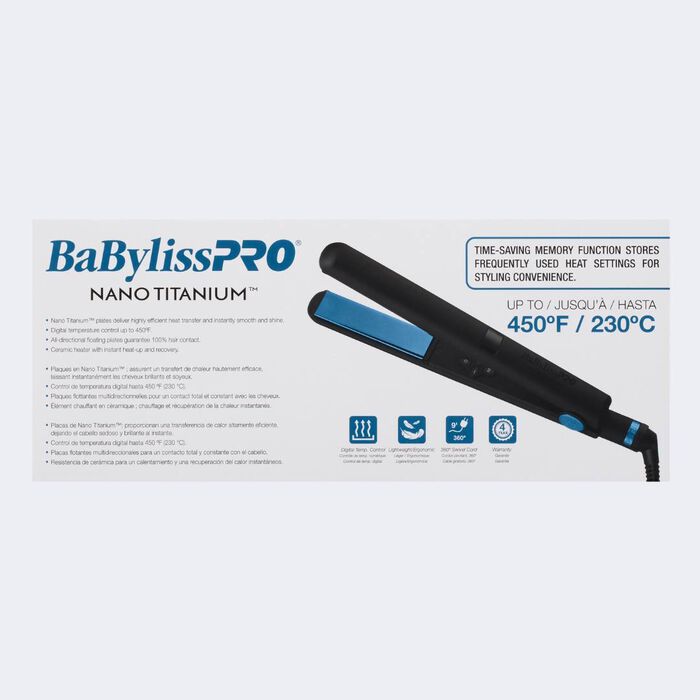 Plancha alisadora digital BaBylissPRO® Nano Titanium™ edición limitada Black & Blue de 1"