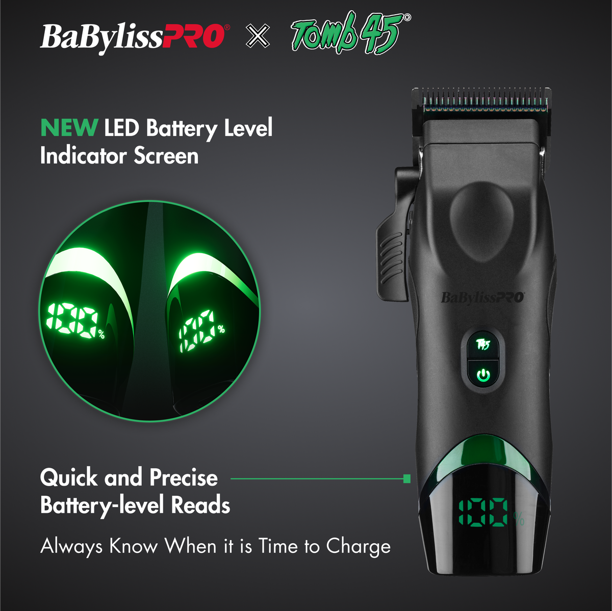 BaBylissPRO&reg; x Tomb45&reg; Wireless-Charging Clipper