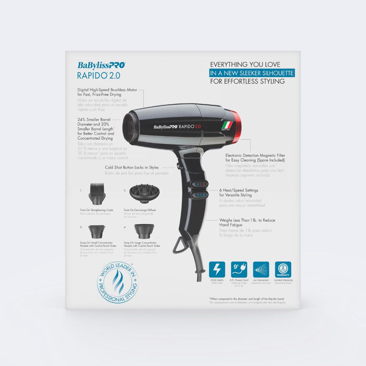 Secador de alta velocidad Rapido 2.0 de BaBylissPRO®