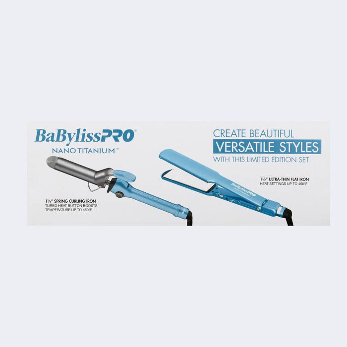 Juego de plancha alisadora ultradelgada de 1 1/2 in y tenaza de resorte de 1 1/4 BaBylissPRO® Nano Titanium™