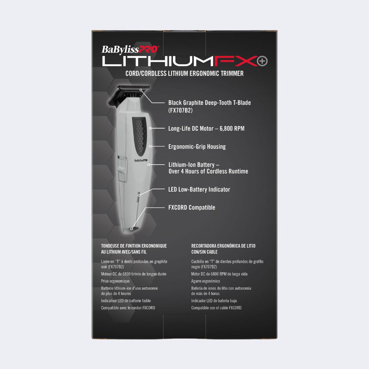 Recortadora ergonómica de litio con/sin cable BaBylissPRO® LithiumFX+, en gris (edición limitada)