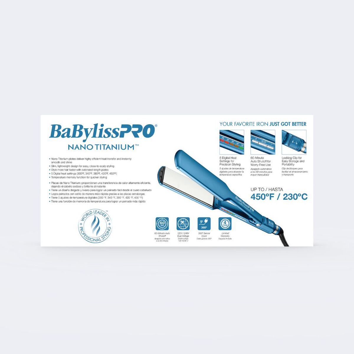 Plancha alisadora ultradelgada digital de 2 in BaBylissPRO® Nano Titanium™