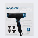 Secador profesional de alta velocidad con tecnología iónica doble BaBylissPRO® Nano Titanium™, negro y azul (edición limitada)