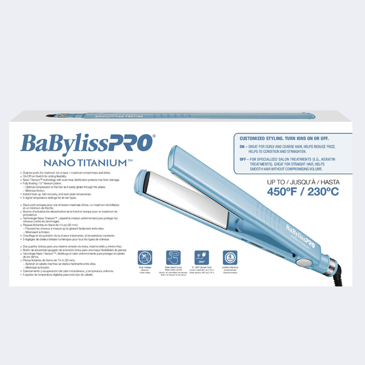 Plancha alisadora iónica de 1¼ in BaBylissPRO® Nano Titanium™