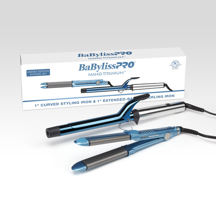 Juego de tenaza extralarga de 1 in y plancha alisadora/onduladora de 1 in BaBylissPRO® Nano Titanium™, edición limitada