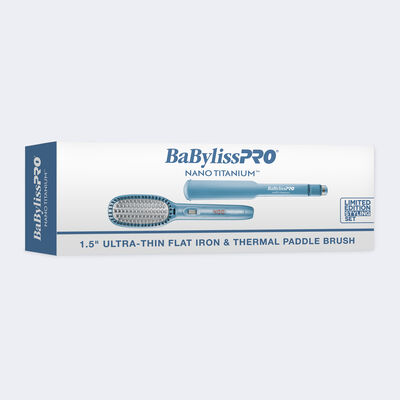 BaBylissPRO® 1½ " Ultra-Thin Straightener & Thermal Paddle Brush Prepack
