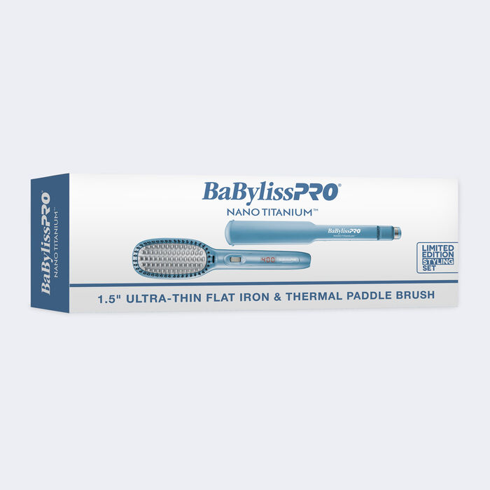 BaBylissPRO® 1½ " Ultra-Thin Straightener & Thermal Paddle Brush Prepack, , hi-res image number 0