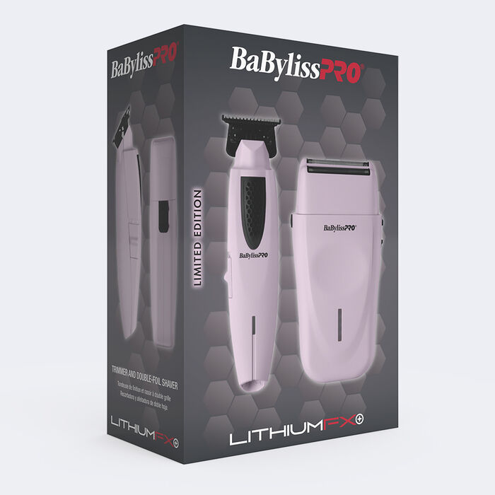 Juego de recortadora y afeitadora de doble hoja LithiumFX+ de BaBylissPRO®, edición limitada (rosa)