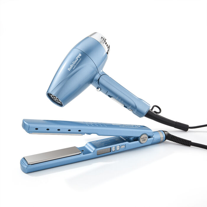 Juego de secador iónico plegable compacto y plancha alisadora iónica digital de 1.25 in BaBylissPRO® Nano Titanium™ - Edición limitada