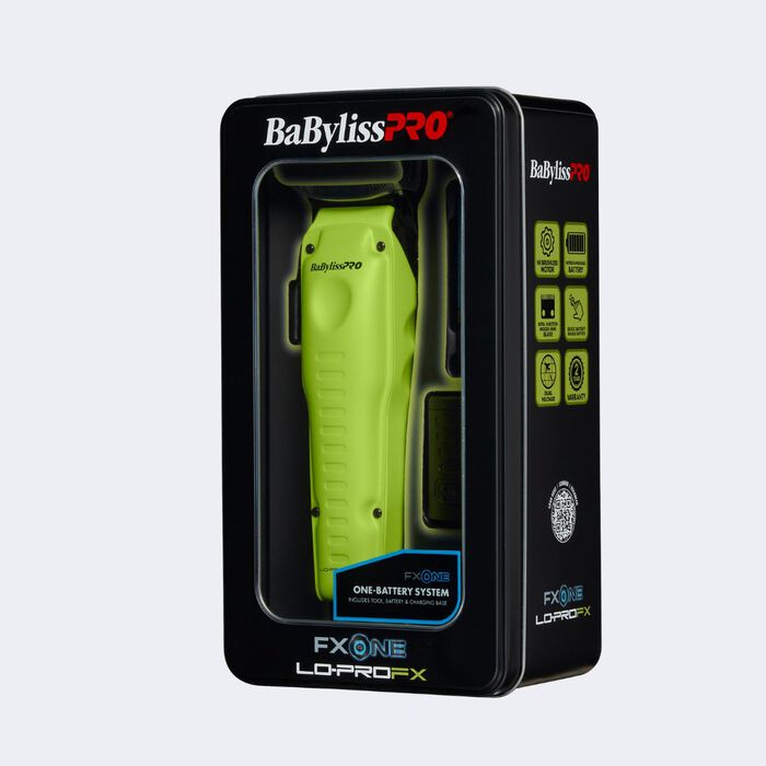 Cortadora FXONE™ Lo-ProFX de BaBylissPRO®, edición limitada, amarillo neón (incluye base de carga y batería)