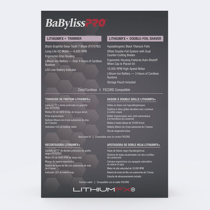 Juego de recortadora y afeitadora de doble hoja LithiumFX+ de BaBylissPRO®, edición limitada (rosa)