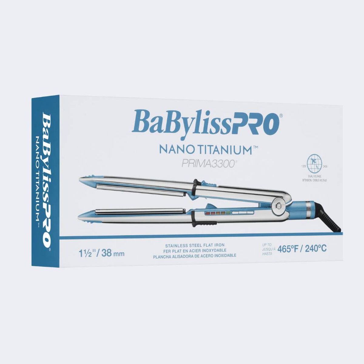 Plancha alisadora de acero inoxidable de 1-1/2 in Prima de BaBylissPRO® Nano Titanium™