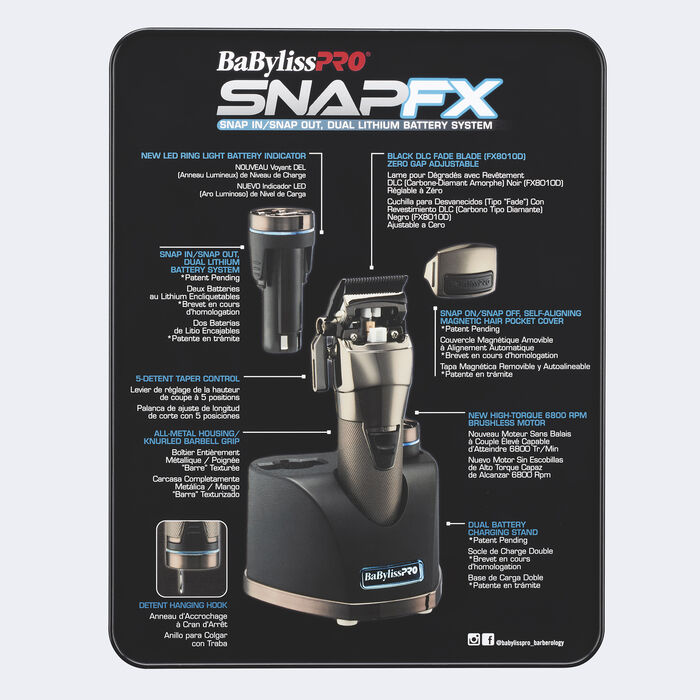 Cortadora de cabello con dos baterías de litio encajables SNAPFX de BaBylissPRO®, imagen de alta resolución número 5