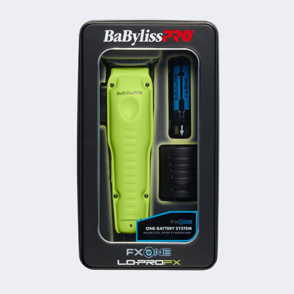 Cortadora FXONE™ Lo-ProFX de BaBylissPRO®, en amarillo neón (edición limitada) (incluye base de carga y batería)