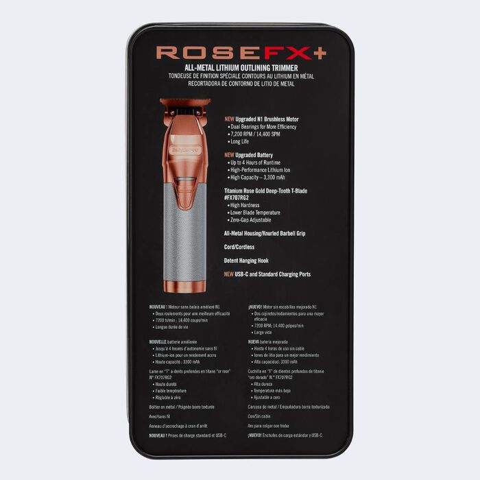 Recortadora de contorno completamente metálica de litio BaBylissPRO® RoseFX+