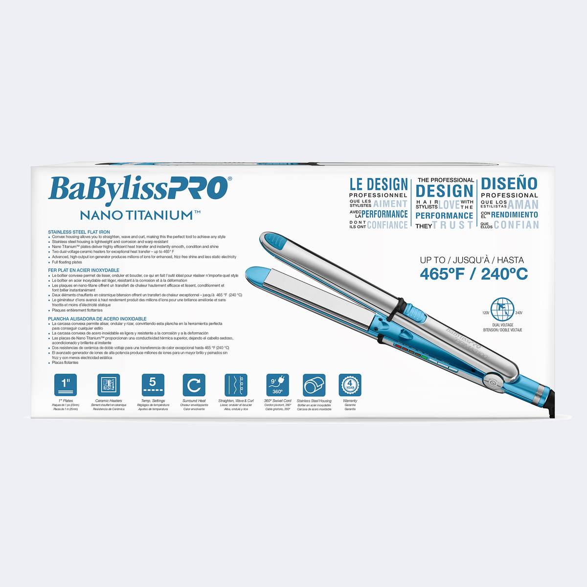 BaBylissPRO&reg; Nano Titanium&trade; Prima3100&reg; 1" Ionic Styling Iron