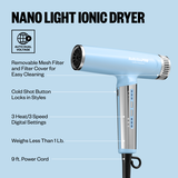 Secador iónico liviano Nano BaBylissPRO® Nano Titanium™, de edición limitada (azul hielo)