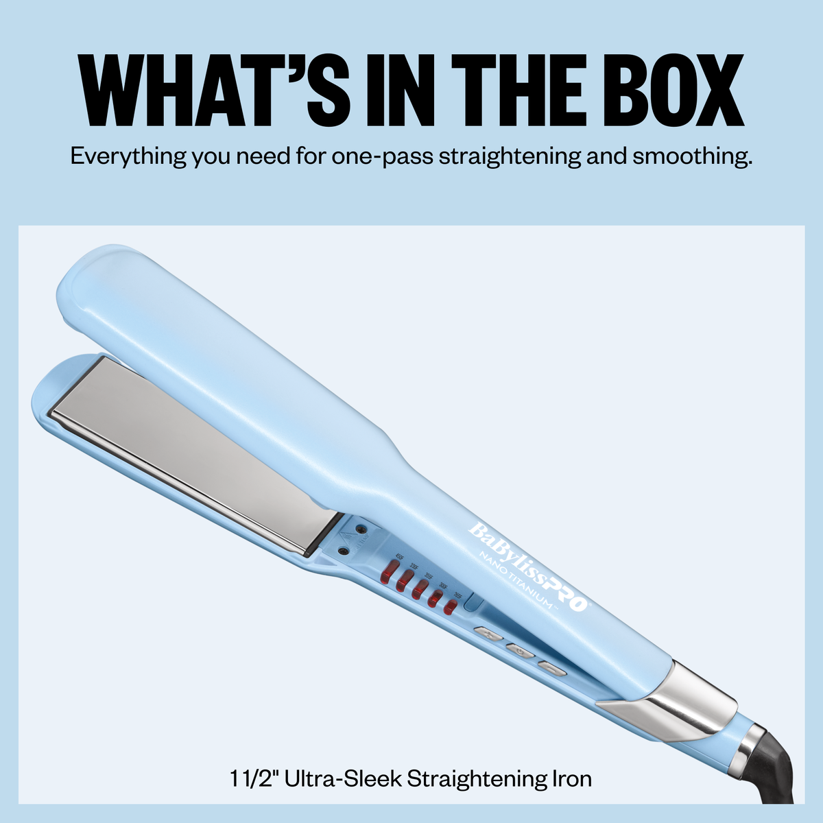 Plancha alisadora ultradelgada BaBylissPRO® Nano Titanium™, 1.5 in (azul hielo)