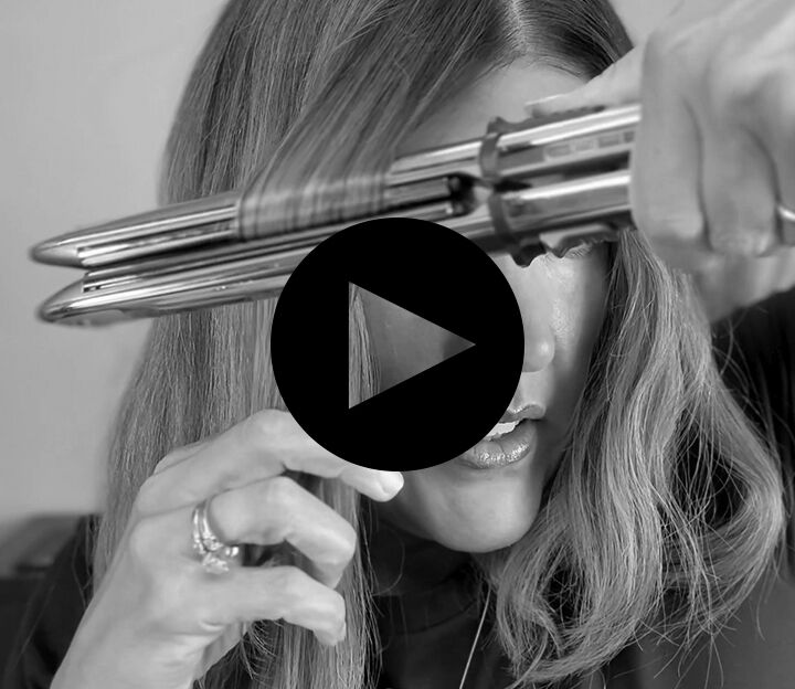 video thumbnail of woman showing how to use the prima 3000 styling iron for waves