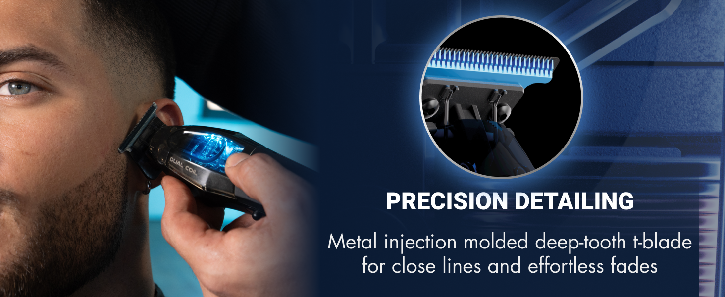 Disfruta de un perfilado de precisión con la cuchilla en “T” profunda de metal moldeada por inyección para lograr líneas definidas y degradados sin esfuerzo
